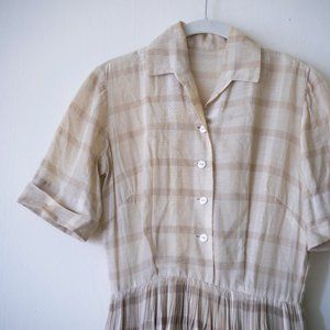 40's vintage plaid day shirt dress cottagecore